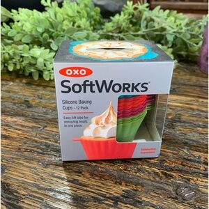 Silicone Cupcake Muffins 12 Baking Set Multicolored New Softworks Brand Bakeware